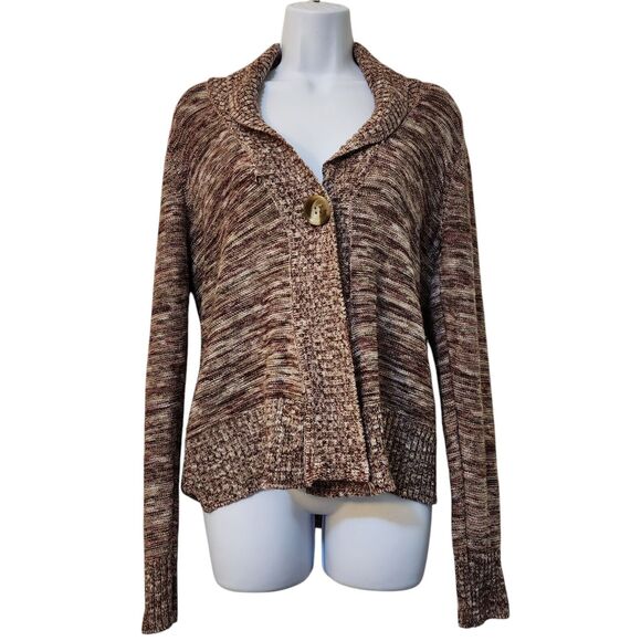 Cato Womens Cardigan Sweater Size M Burgundy 1-Button Shawl Collar Long Sleeve - Picture 1 of 10